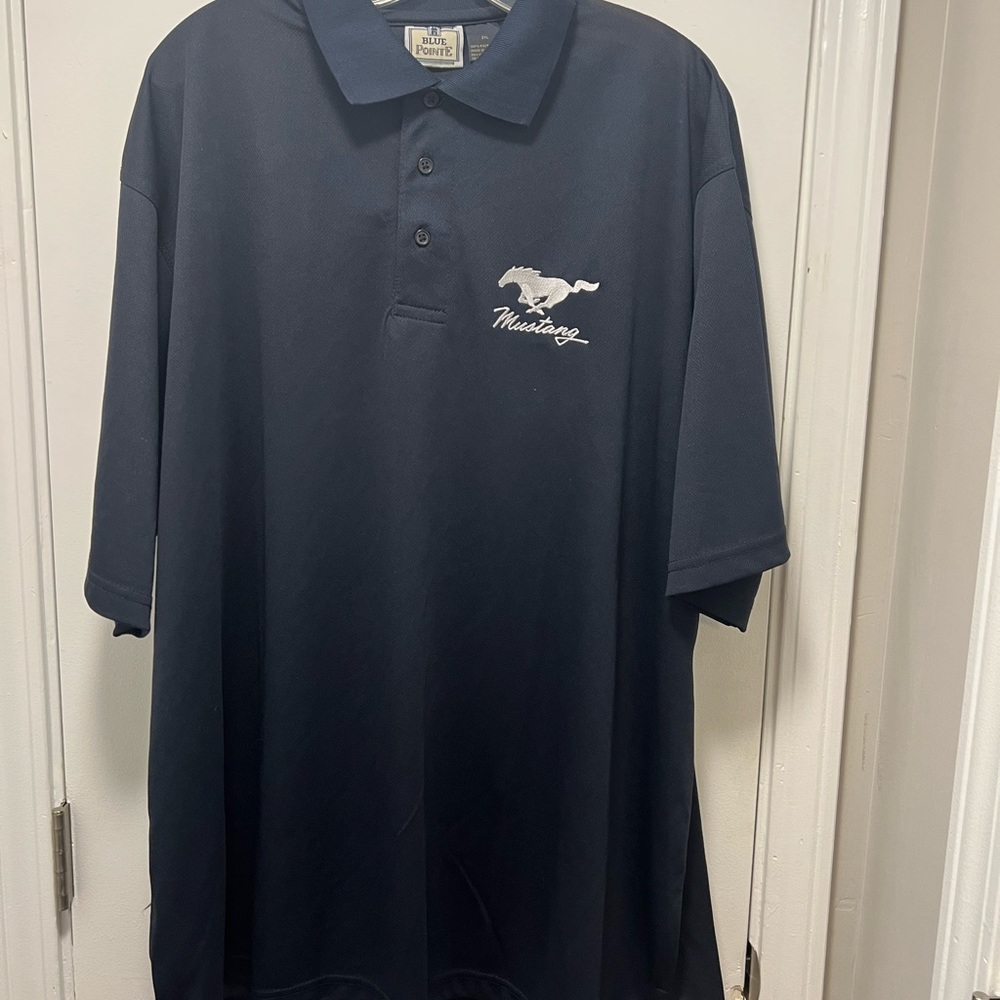 Blue Point Mens Golf Polo Shirt 2XL Blue Mustang Embroidered Logo. NWOT